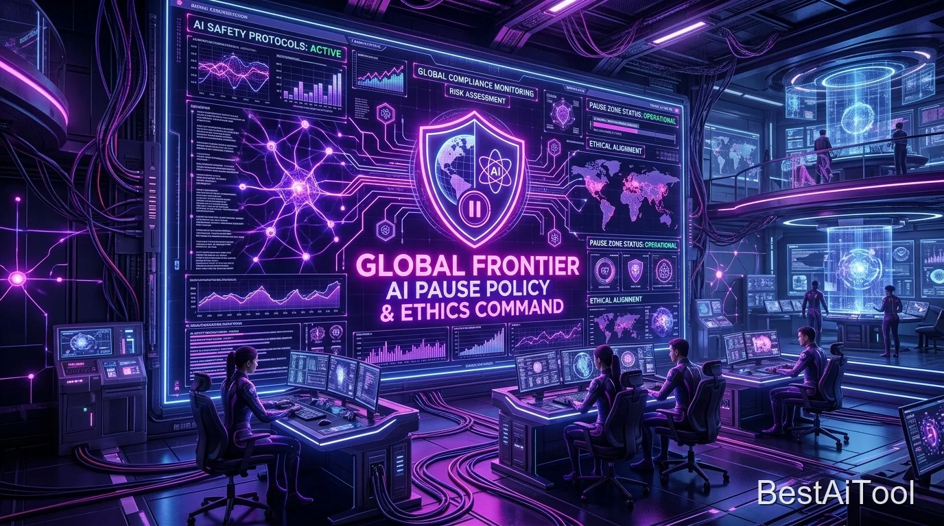 Red-lit control interface symbolizing a global pause on frontier AI development
